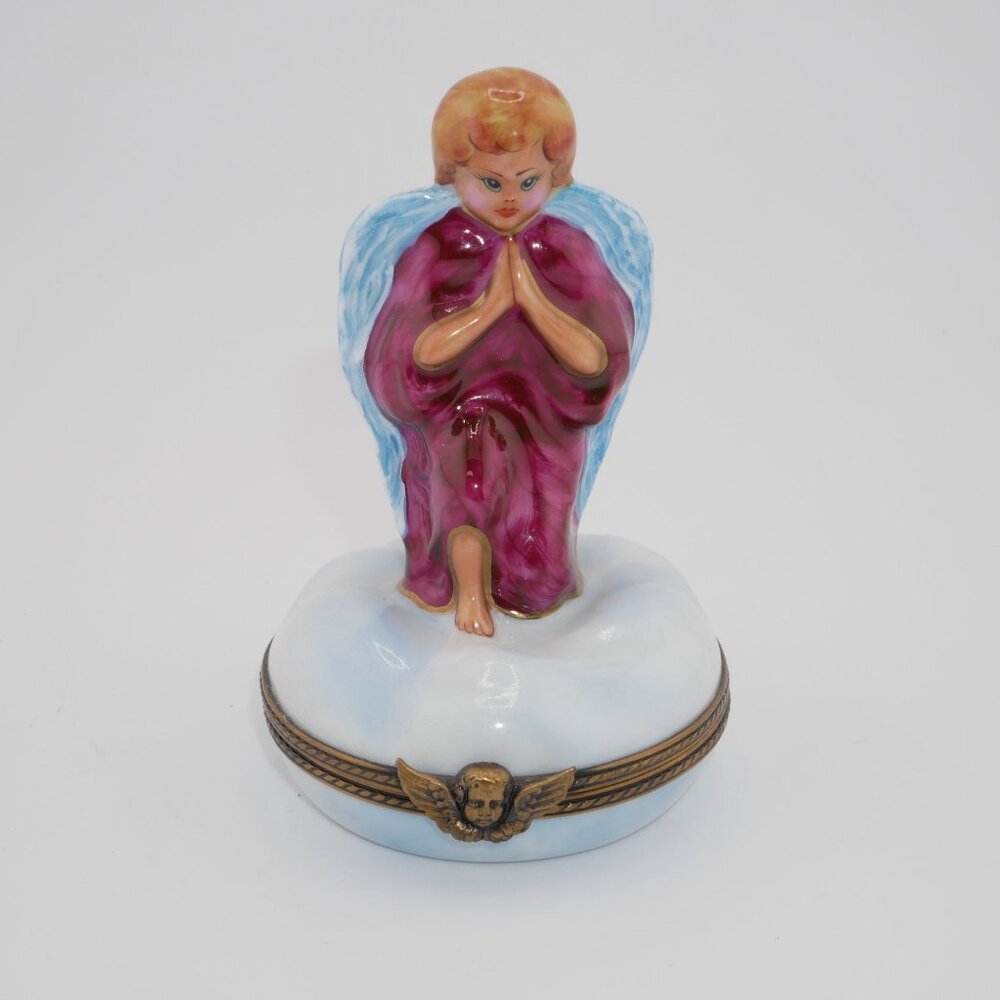Christopher Radko Peint Main Limoges Trinket Box Angel "Goodnight Prayer"